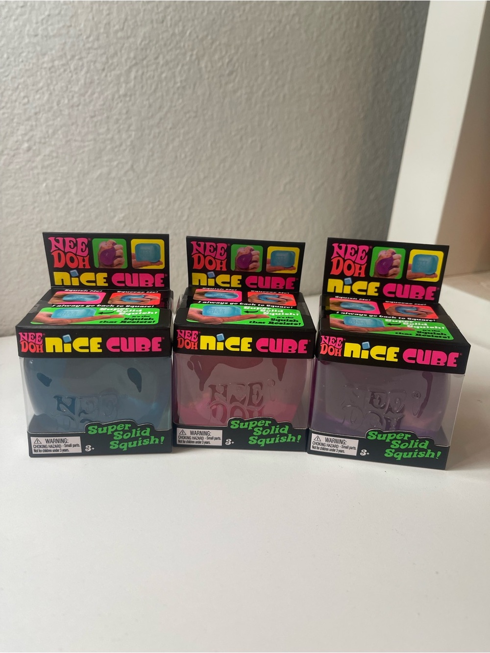 NeeDoh Nice Cube Purple Pink Blue Set of 3